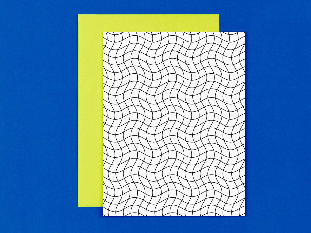 Grid Noir Wavy Grid Pattern Blank Card