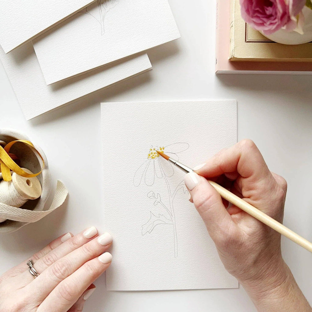 Garden flowers paintable watercolor notecard set
