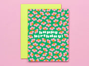 Birthday Buds • Retro Flower Pattern Birthday Card