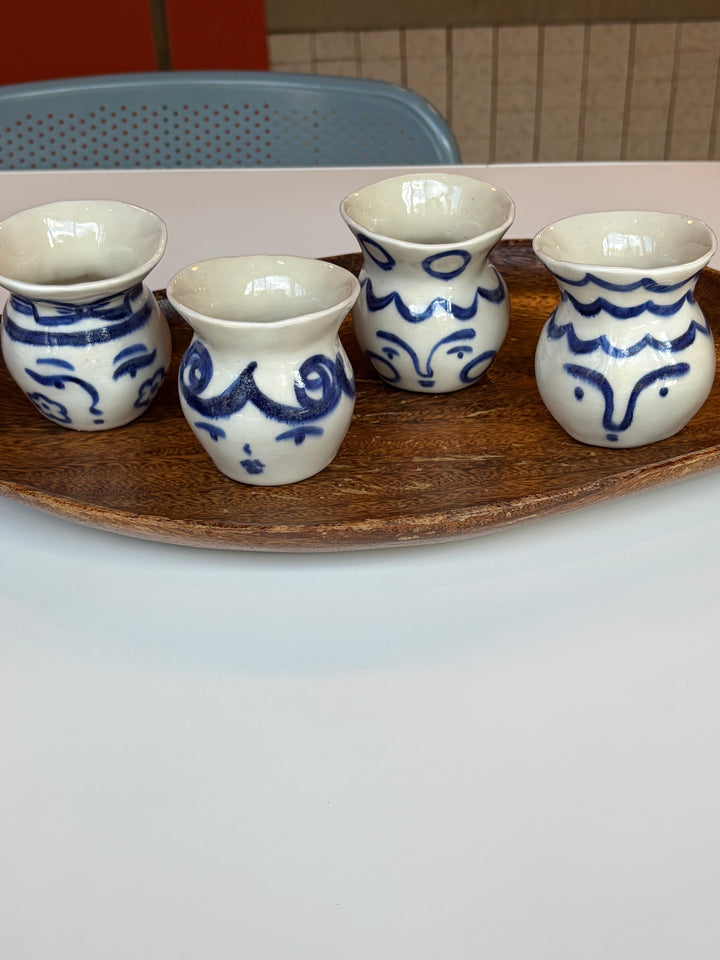 Painted Blue Face Bud Vases - Satchiko Ceramics