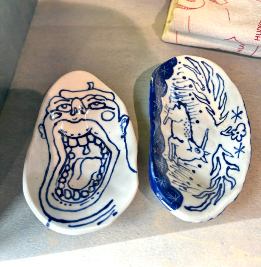 Hand Painted Stoneware Trinket Dish