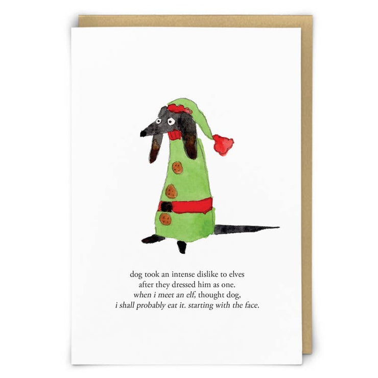 Holiday Elf Dog Greeting Card