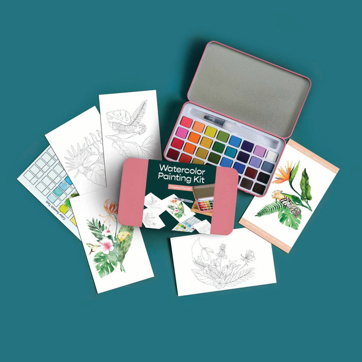 Tropical Florals Watercolor Paint Set
