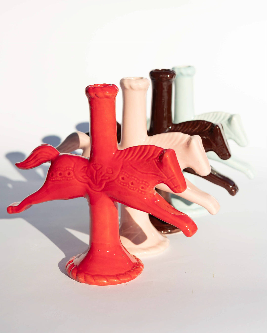 Dala Horse Candlestick Holder | Light Pink
