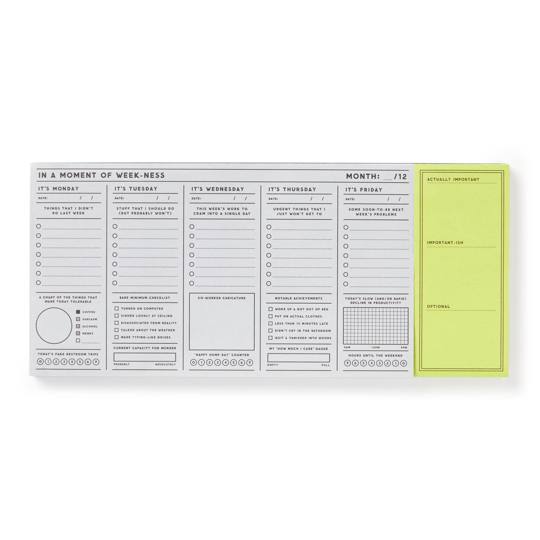 Brass Monkey In a Moment of Weekness Weekly Planner Pad