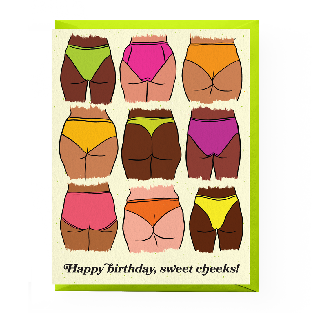 Sweet Cheeks Butt Birthday Card: Clear sleeve