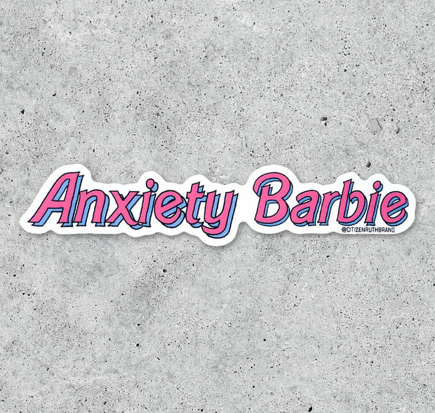 Anxiety Barbie vinyl sticker