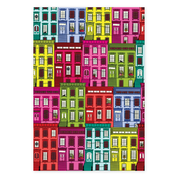 Brownstones Patterned Postcard