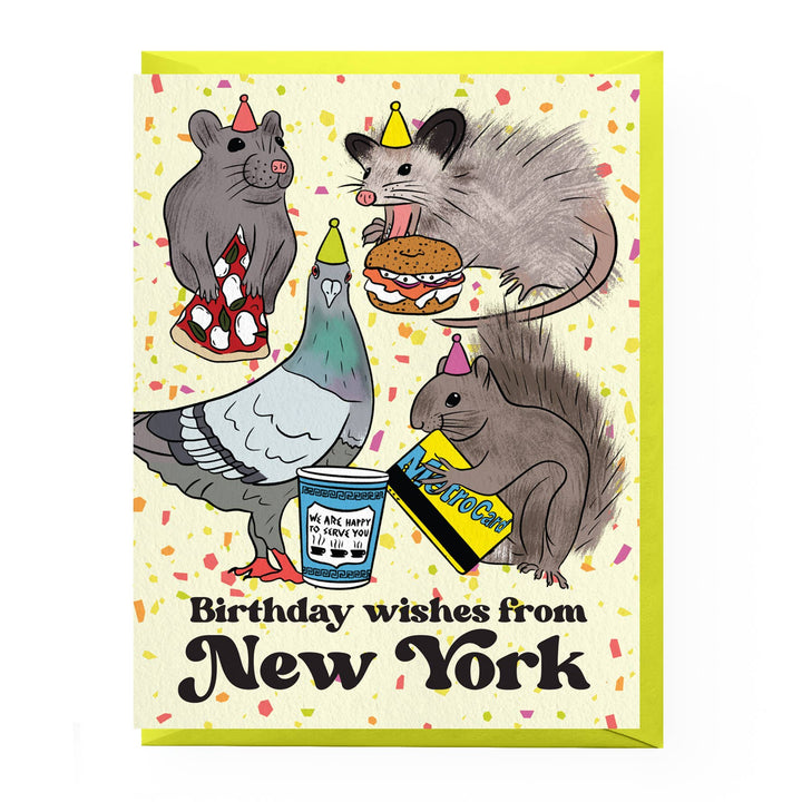 NYC Party Animal Birthday Card: Clear sleeve
