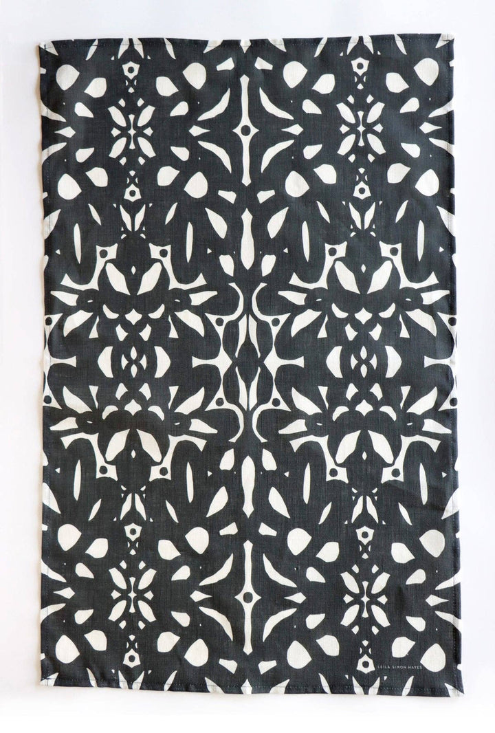 Trellis Tea Towel, black