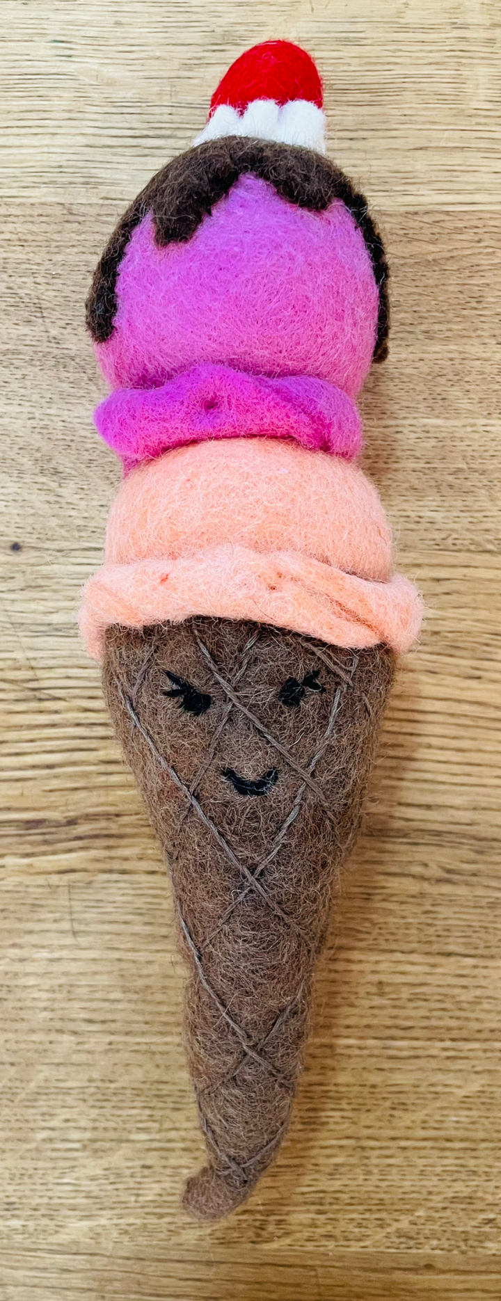 Double Scoop Cone Squeaker Toy - Brown