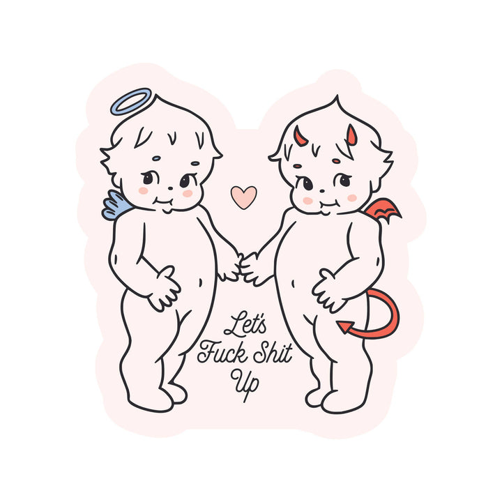 Angel Devil Cute Swear High Quality Vinyl Sticker