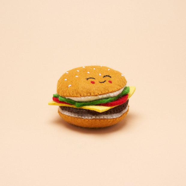 Burger Squeaker Toy: Brown