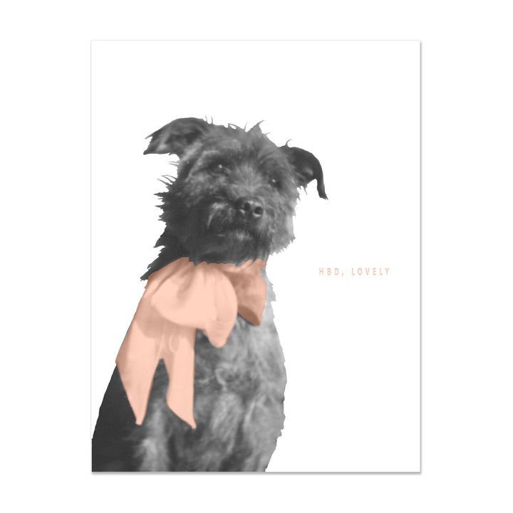 Dog with Bow HBD, Lovely Card