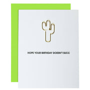 Birthday Does Not Succ - Cactus Paper Clip Card