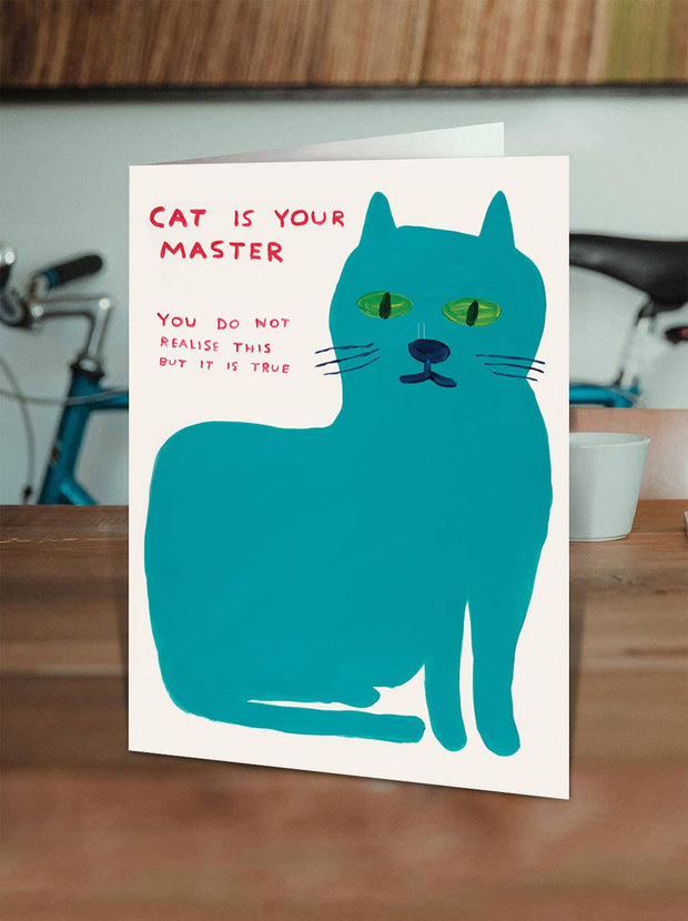 Funny David Shrigley Greetings Card - Cat Master