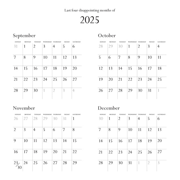 Disappointing Affirmations 2026 Wall Calendar