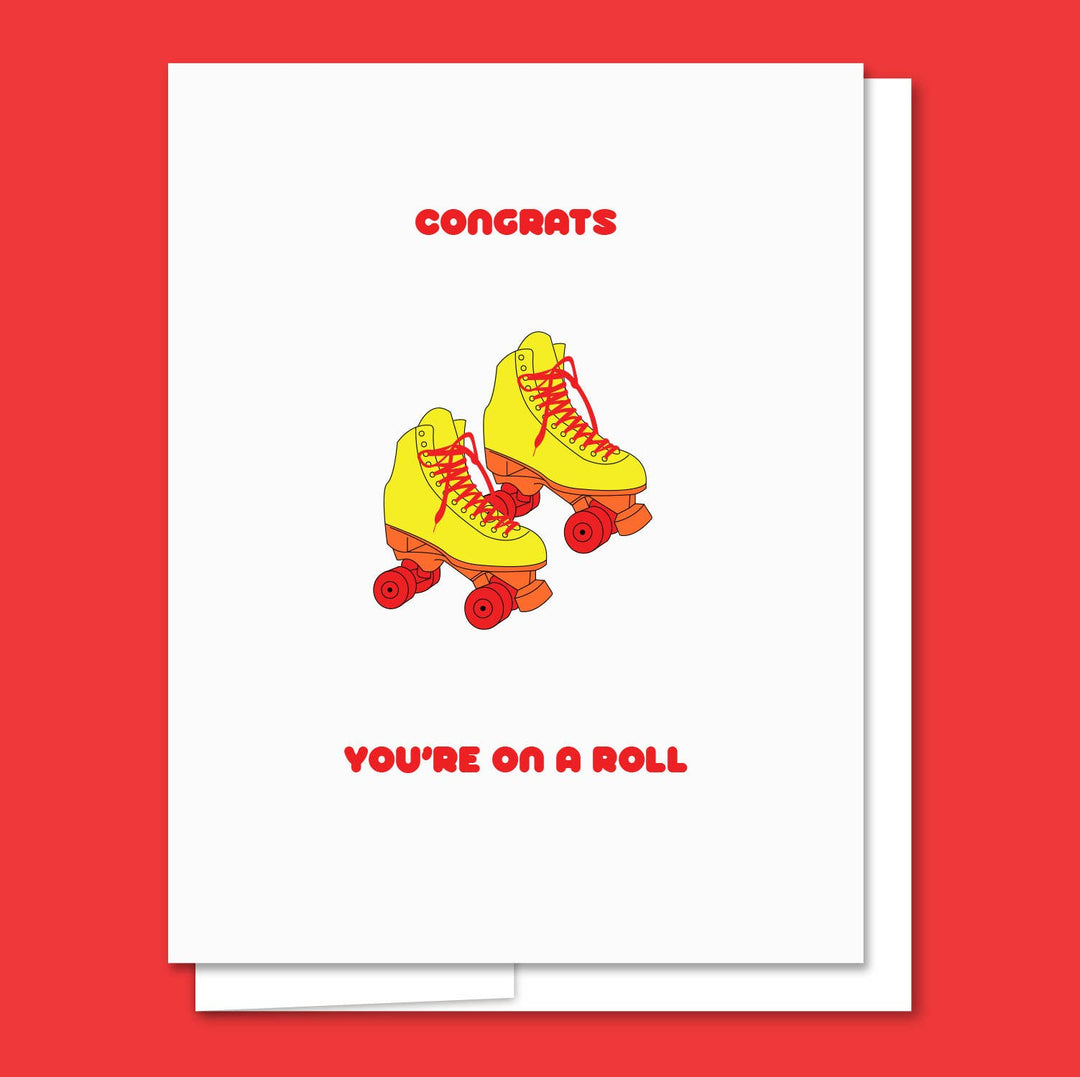 Roller Skate - Letterpress Congratulations Card