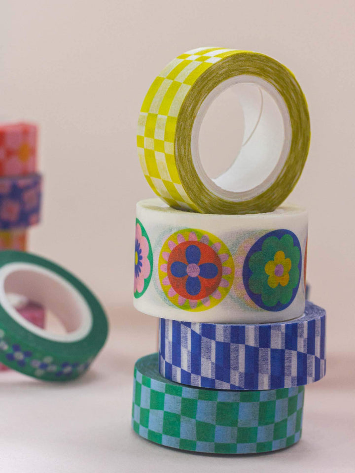 Chunky Checker 15mm • Wavy Checkerboard Washi Tape