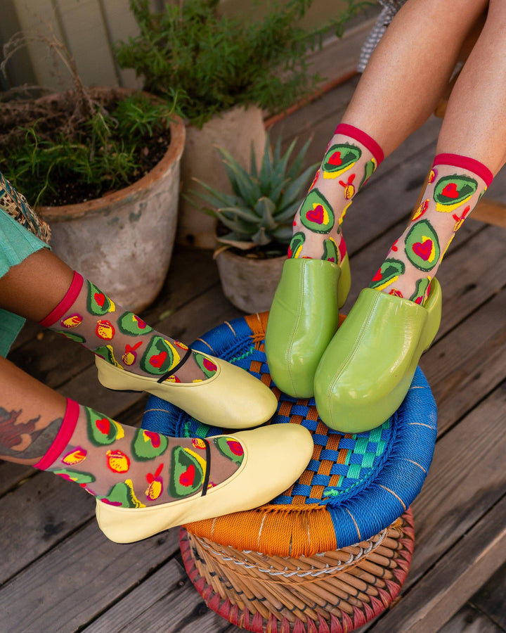 Avocado Lover Sheer Crew Sock