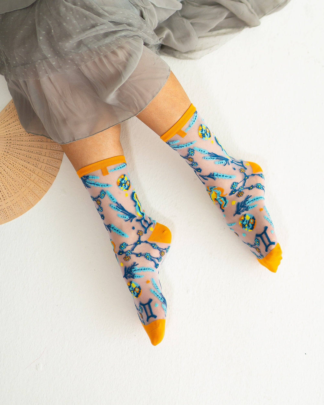 Gemini Zodiac Shimmer Sheer Crew Sock