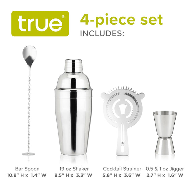 Stainless Steel Barware Set of 4 ASSORTED COLORS