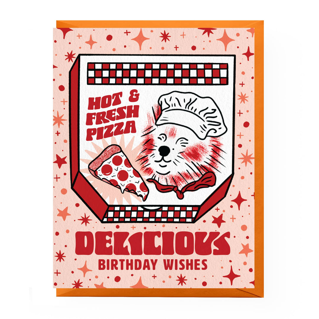 Pizza Birthday Card: Clear sleeve