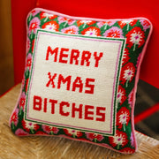 Merry Xmas Bitches Needlepoint Pillow