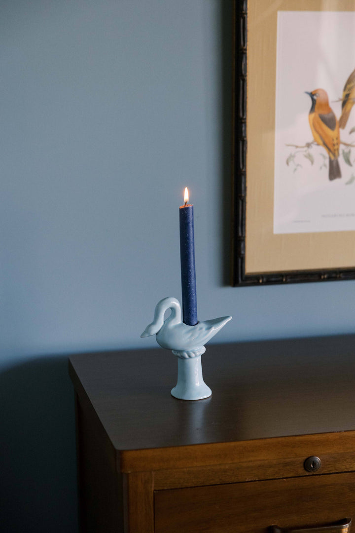 Nordic Swan Candlestick Holder | Blue