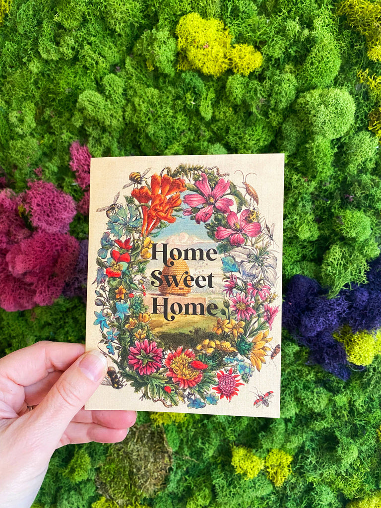 Home Sweet Home Cute Beehive Flowers Card Love