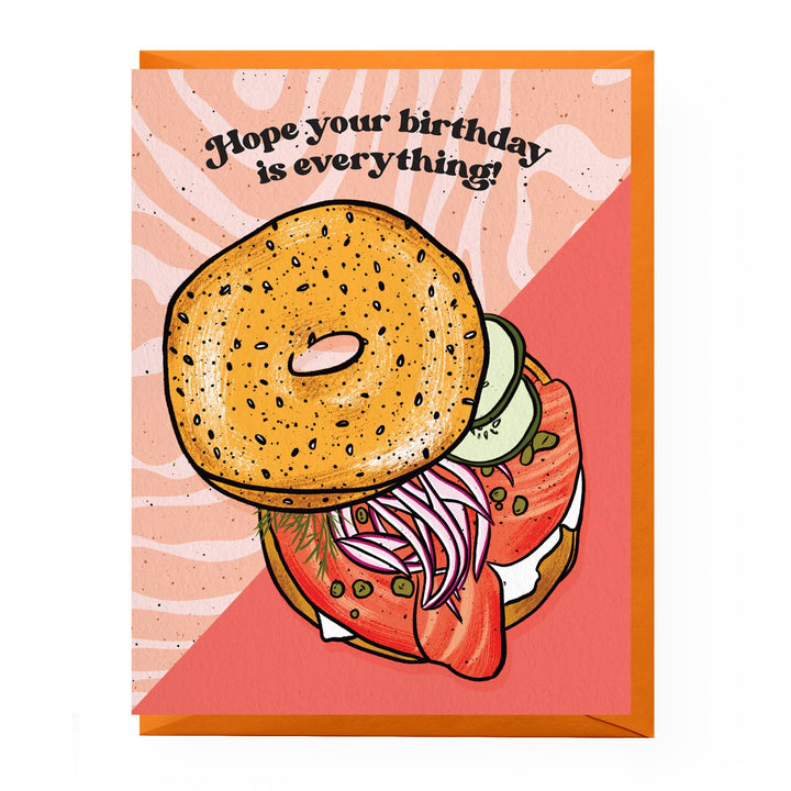 Everything Bagel Birthday Card: Clear sleeve