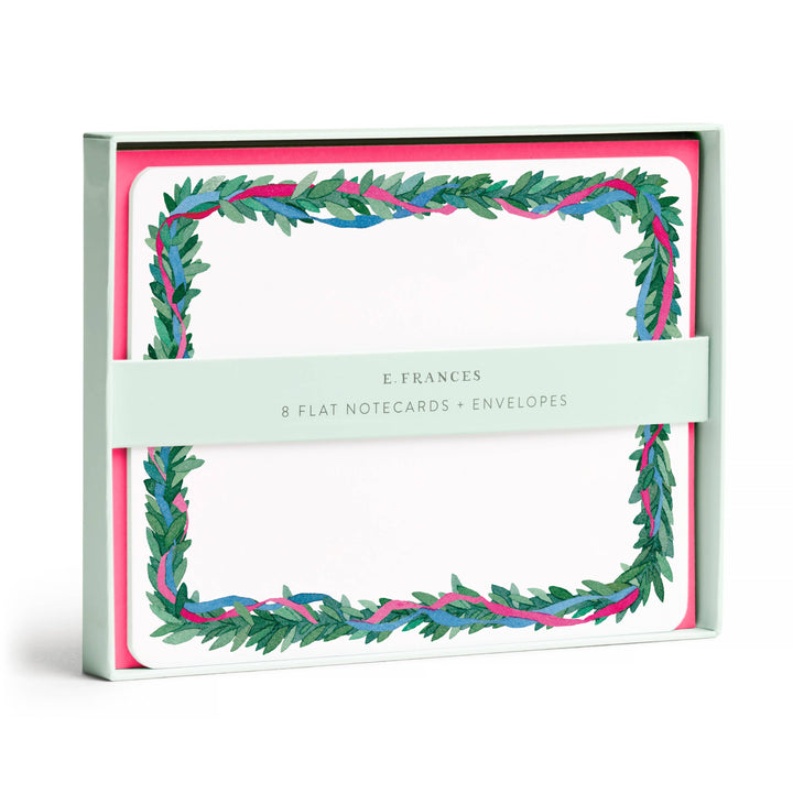 Colorful Wreath Flat Notecard Set, 8 Cards & Envelopes