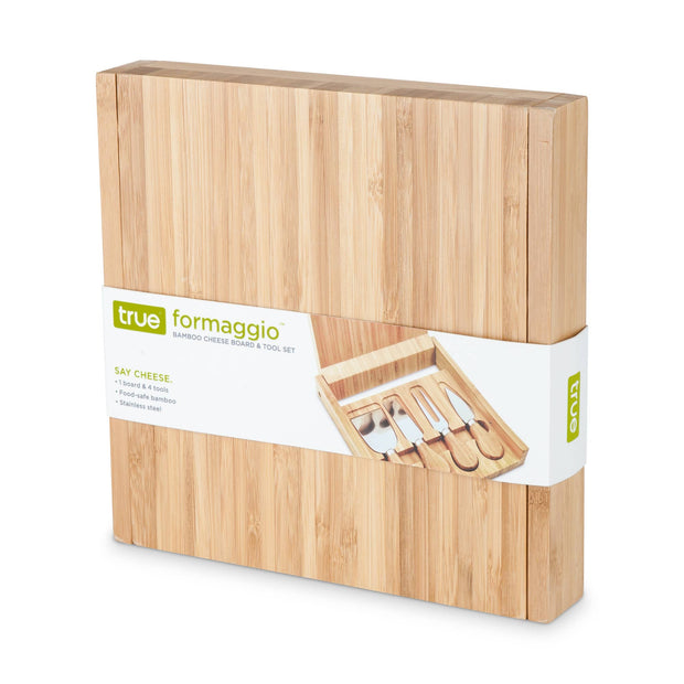 Formaggio 8 inch Bamboo Cheese Board and Tool Kit Set of 5