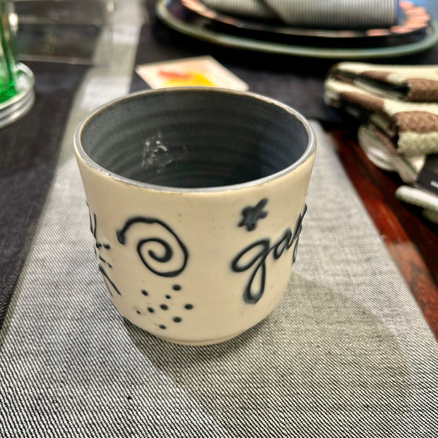Black Words & Doodles Cup