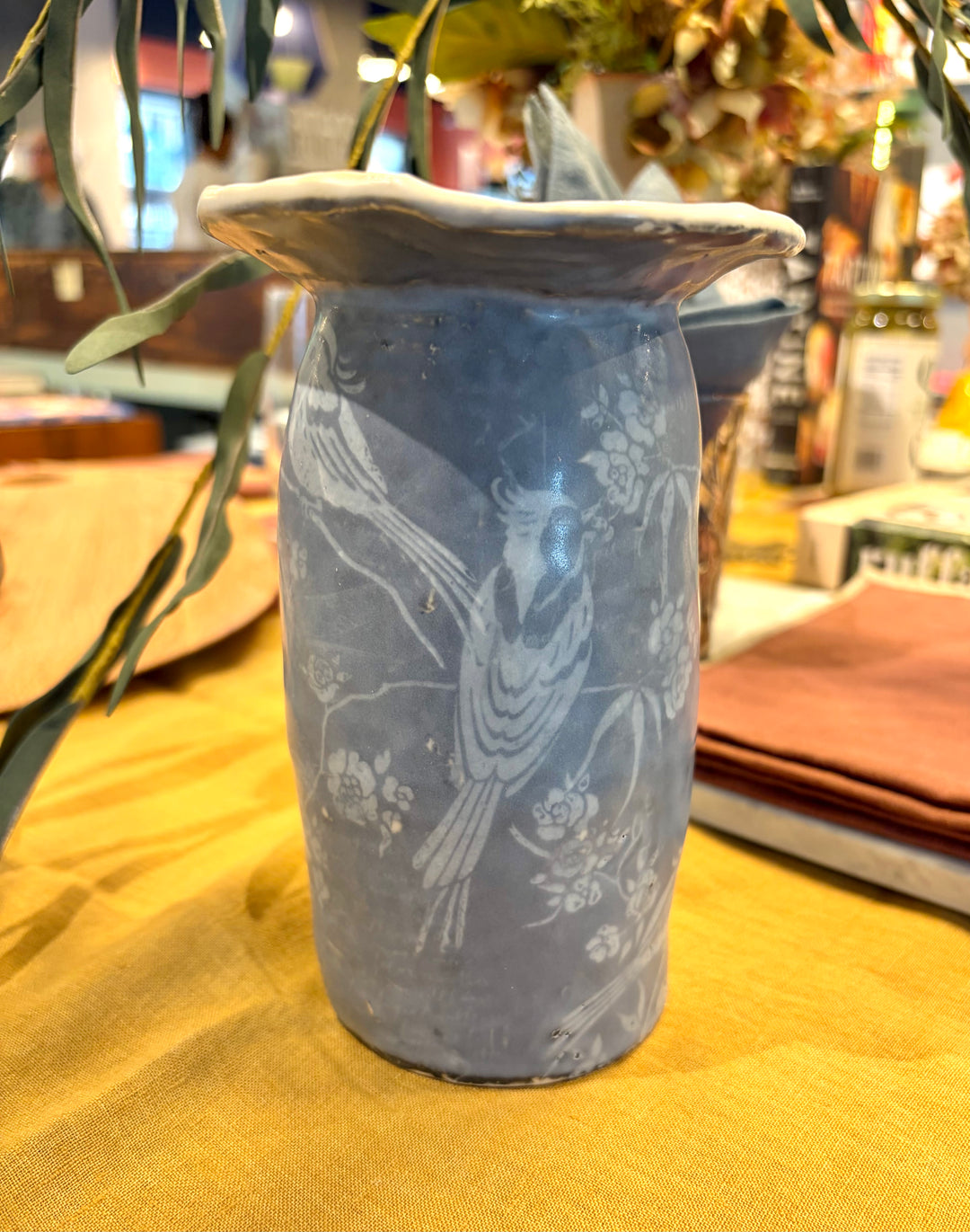 Blue Spring Birds Vase