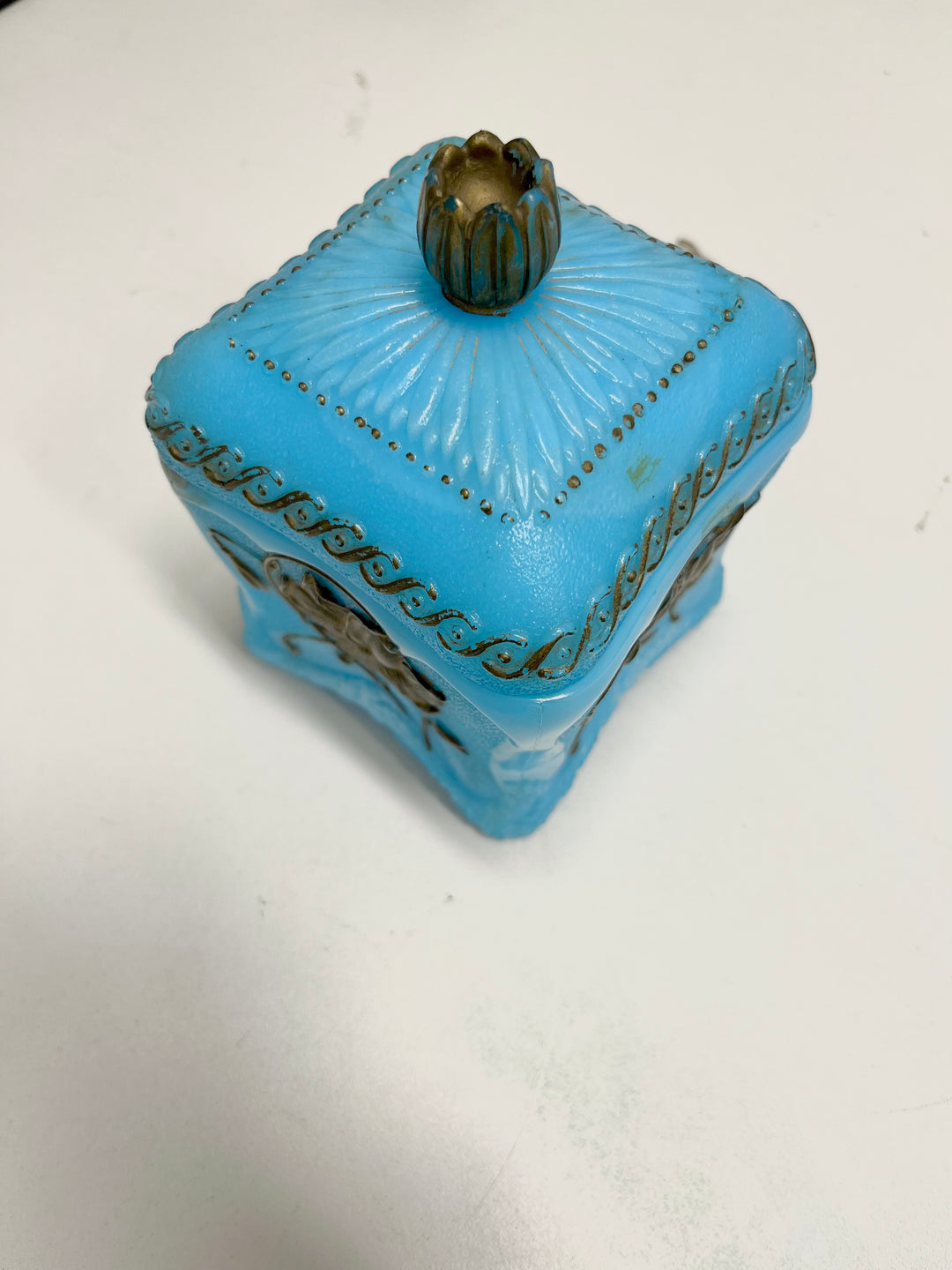 Baby Blue Antique Glass Jewelry Dish