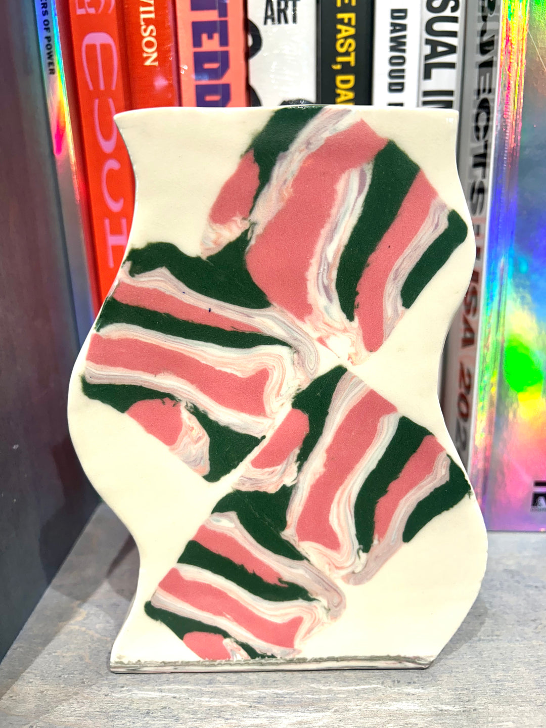 Nerikomi Pink & Green Vase