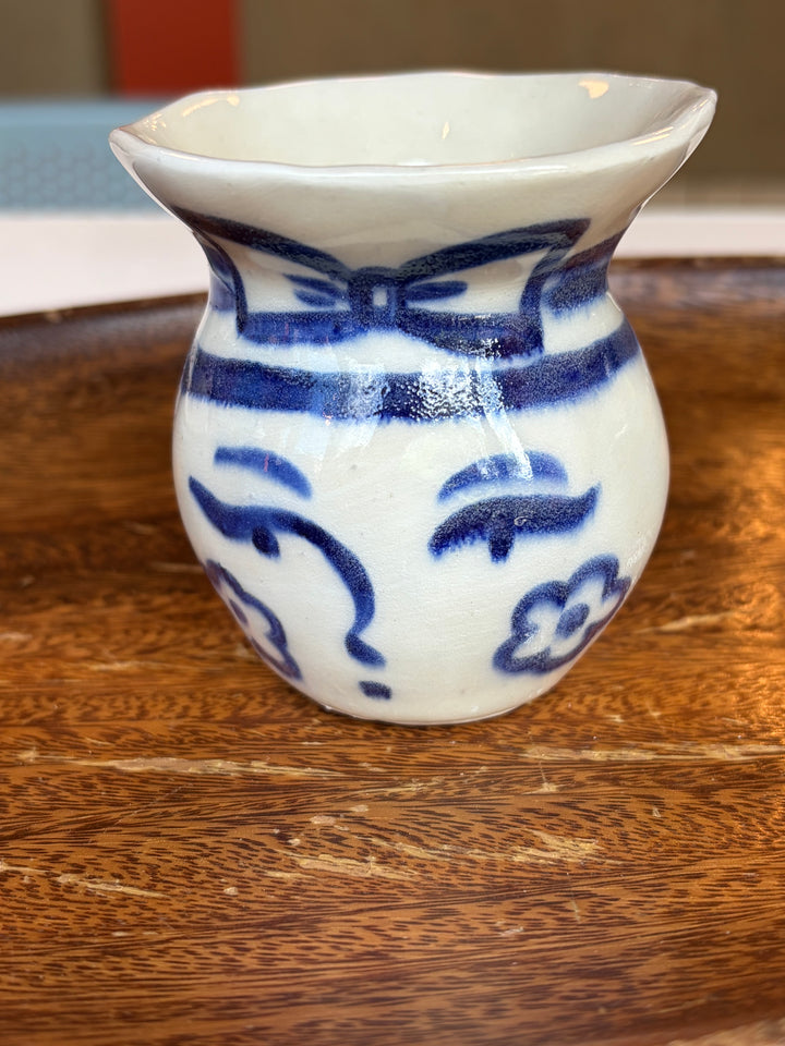 Painted Blue Face Bud Vases - Satchiko Ceramics