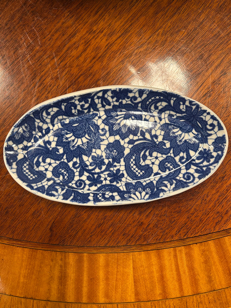 Blue Paisley Oval Tray