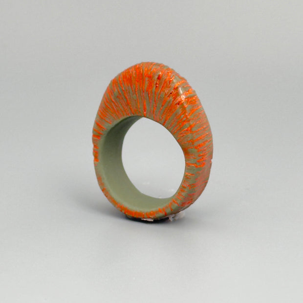 GREEN & ORANGE TEXTURED RING