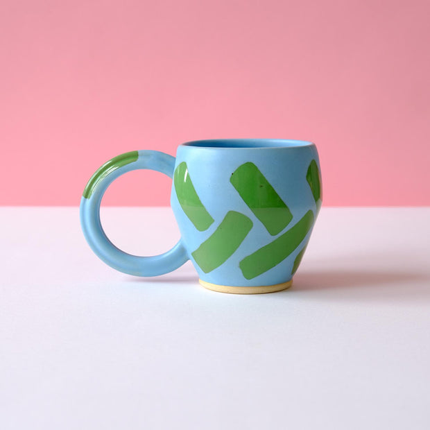 Baby Blue Mug with Grass Green Shapes