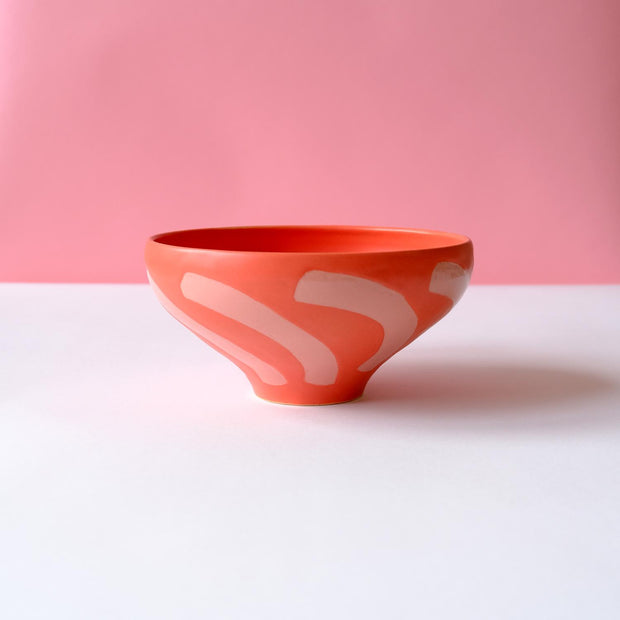 Coral Bowl with Pink Shapes