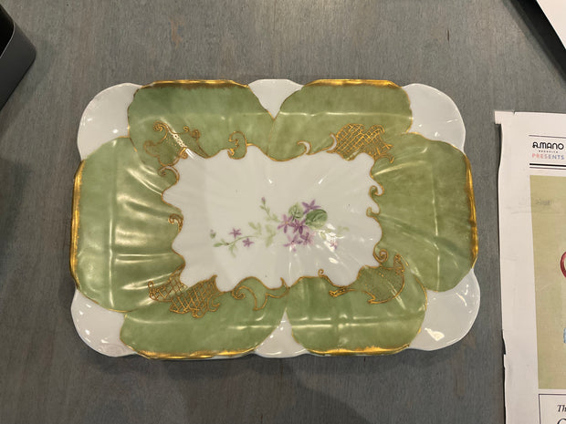 Vintage Green Flower Tray