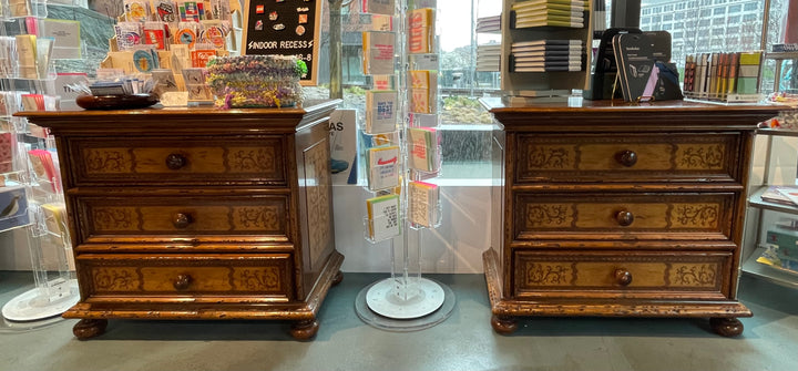 Vintage Wooden Side Tables w/ Inlay