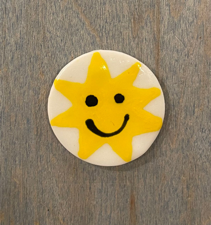 Sun Smiley face ceramic magnet
