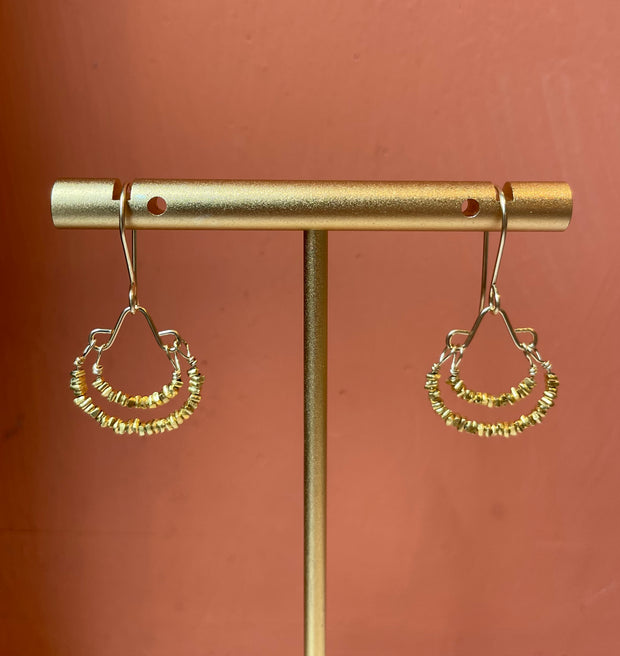 Gold Vermeil beaded double hoop earring