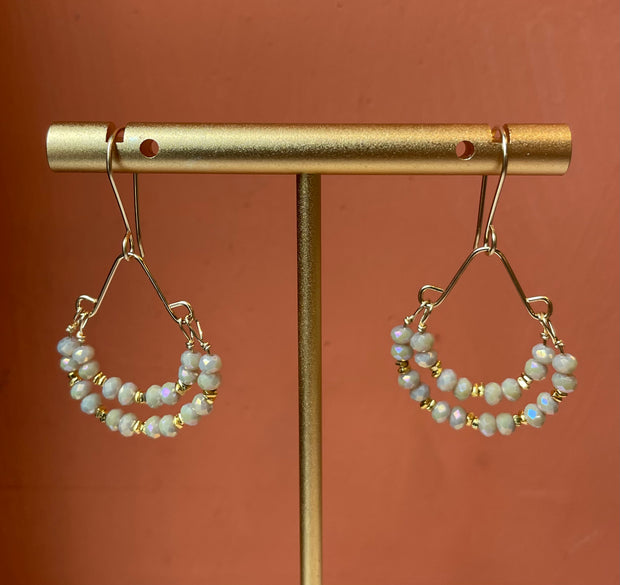 Sandy quartz and gold vermeil on gold fill wire earring