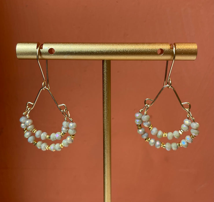 Sandy quartz and gold vermeil on gold fill wire earring