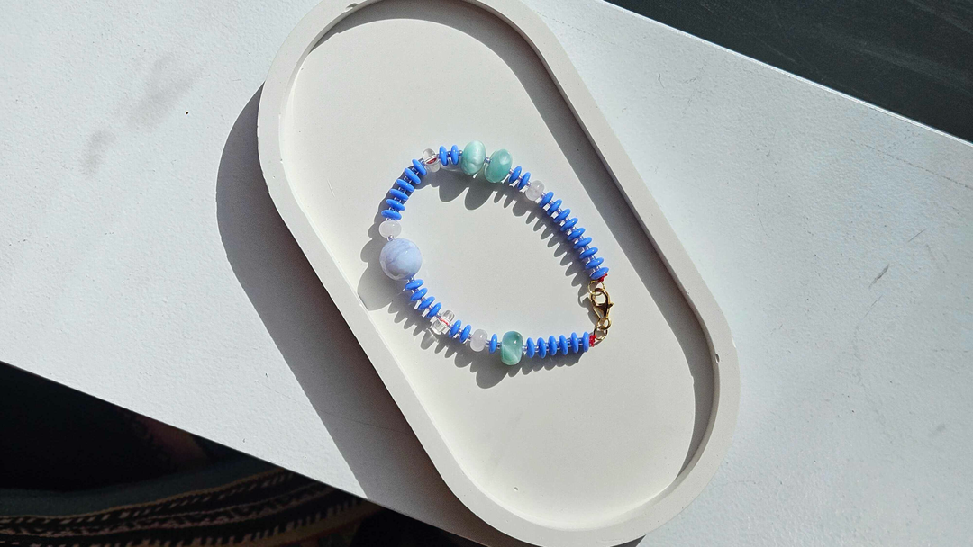 Light Blue Agate & Moonstone Bracelet no. 24