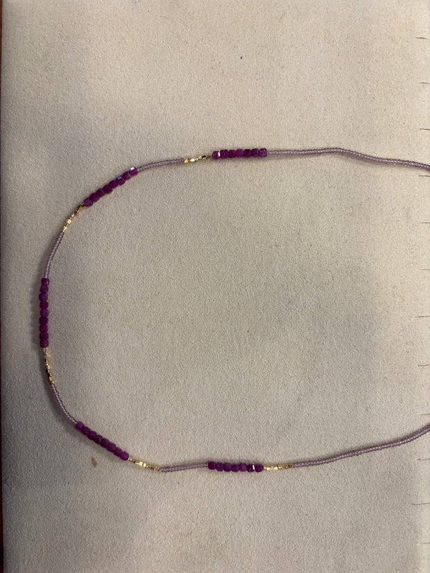 Pink glass seed necklace